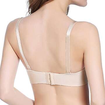 ITOPAI Wire Free Super Drawstring Push-up Smooth Adjustable Bra (32B, Nude)