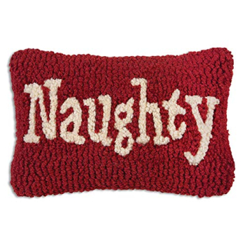 Chandler 4 Corners Artist-Designed Naughty Hand-Hooked Wool Decorative Throw Pillow - Christmas Pill...