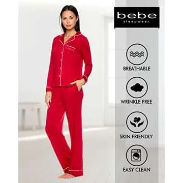 bebe Womens Stylish Pajama Set - Comfort Meets Elegance