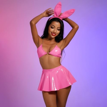 ABAFIP Women's Shiny Rave Outfit Festival Costume Set