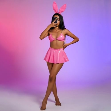 ABAFIP Women's Shiny Rave Outfit Festival Costume Set