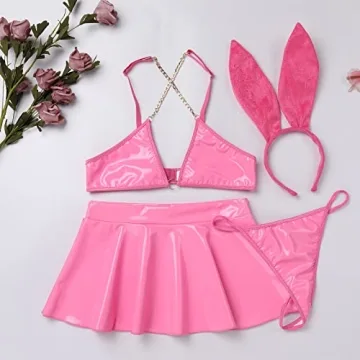 ABAFIP Women's Shiny Rave Outfit Festival Costume Set