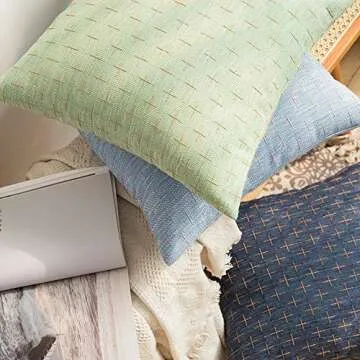 MIULEE Decorative Burlap Linen Pillow Covers for Home