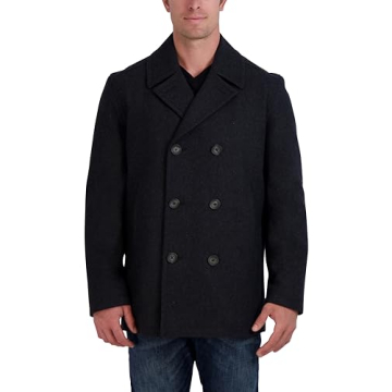 Nautica Men's Classic Double Breasted Peacoat - Charcoal, Medium Size Style