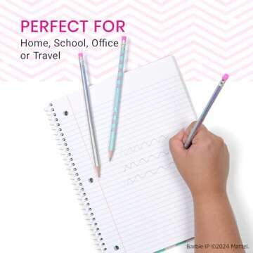 Yoobi Barbie X 2 Pencils – Pre-Sharpened Pencils with Pink Erasers in Cute Pastel & Metallic Colors with the Iconic Barbie Logo – Fun School & Office Supplies for Kids & Adults – 2 Packs of 24