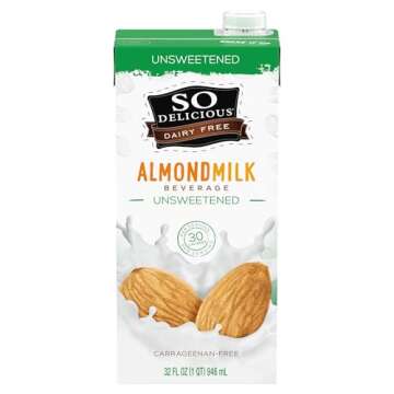So Delicious Dairy Free Shelf-Stable Almond Milk, Unsweetened, Vegan, Non-GMO Project Verified, 1 Qu...