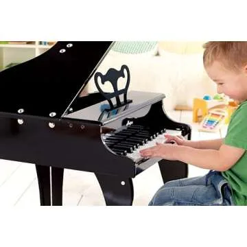 Hape Classic Grand Black Piano - 30 Kid-Sized Keys Toy