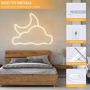 Lamomo LED Neon Rope Lights, 16.4ft/5m Warm White Neon Light Strip,12V Flexible Waterproof LED Strip, Silicone Neon Lights for Kitchen Bedroom Indoor Outdoor Decoration（Power Adapter not Included）