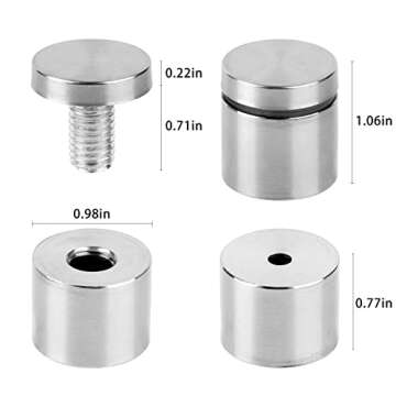 Standoff Screws for Acrylic 1 x 1 inch Stainless Steel Wall Sign Silver Standoff Mounting Hardware 20 Pack