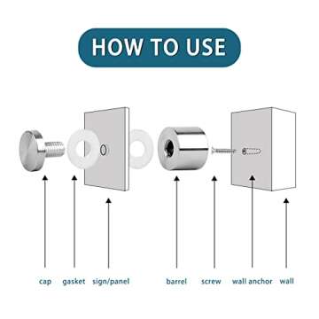 Standoff Screws for Acrylic 1 x 1 inch Stainless Steel Wall Sign Silver Standoff Mounting Hardware 20 Pack