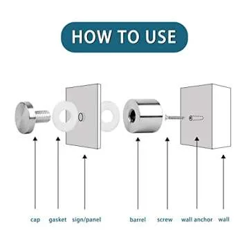 Standoff Screws for Acrylic 1 x 1 inch Stainless Steel Wall Sign Silver Standoff Mounting Hardware 20 Pack