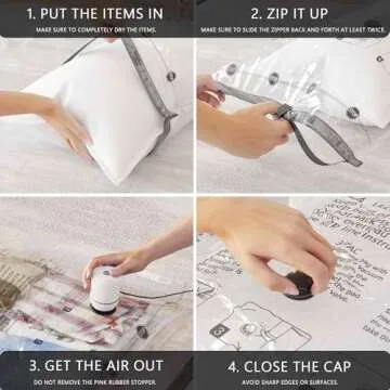 SUOCO 20 Combo Vacuum Storage Bags with Electric Pump, (4 Jumbo, 4 Large, 6 Medium, 6 Small) Travel Clothes Space Saver Bags, Compression Airtight Seal Bags for Clothing, Pillows, Comforters, Blankets