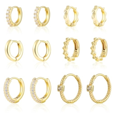 Wgoud Dainty Gold Hoop Earrings Set for Women