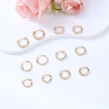 Wgoud Dainty Gold Hoop Earrings Set for Women