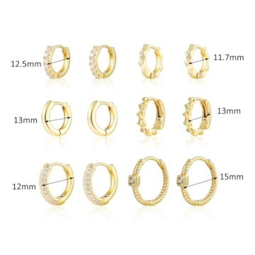 Wgoud Dainty Gold Hoop Earrings Set for Women
