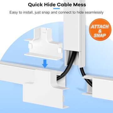 126in Cord Hider Kit, ZhiYo Cord Covers for Wall Mounted TV, Paintable Wire Cover for Cords, TV Cable Hider Wall Kit, Wall Cord Concealer, Cable Cover Wall Wire Management, 8xL15.7in W0.95in H0.55in