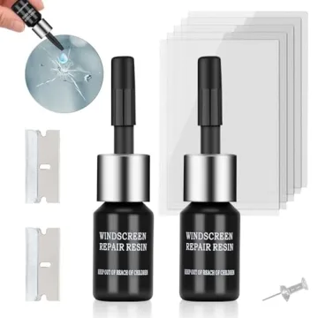 Kunsia Windshield Crack Repir Kit (2pcs) Rock Chip Repair Kit Windshield Repair Kit for Chips and Cr...