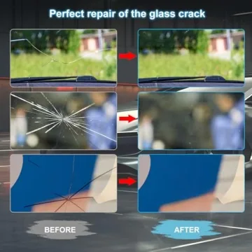 Kunsia Windshield Crack Repir Kit (2pcs) Rock Chip Repair Kit Windshield Repair Kit for Chips and Cracks, Glass Repair Liquid for Half-Moon Cracks Bullseyes Star-Shaped Chips and Cracks 1.05 fl oz