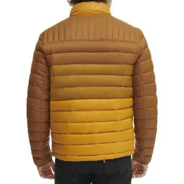 Tommy Hilfiger Men's Ultra Loft Lightweight Packable Puffer Jacket (Standard and Big & Tall), Orange Color Block, Small