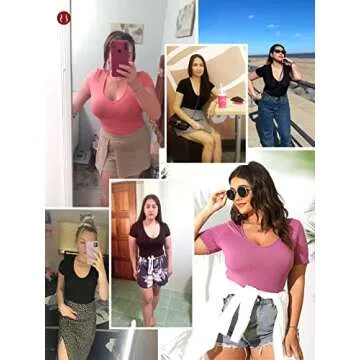 POSESHE Women's Plus Size Bodysuit V neck Short Sleeves Casual Basic Leotard Tops Jumpsuit T-shirts Yellow, 4X-Large