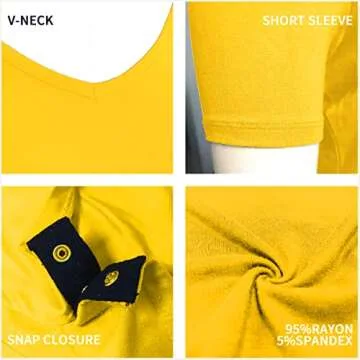 POSESHE Women's Plus Size Bodysuit V neck Short Sleeves Casual Basic Leotard Tops Jumpsuit T-shirts Yellow, 4X-Large