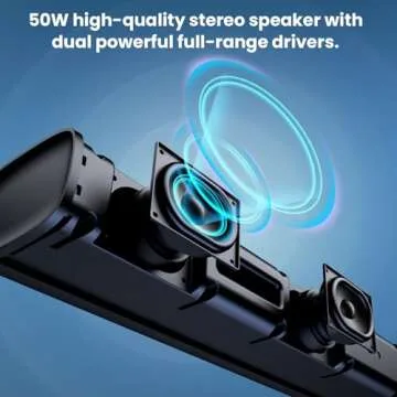 MZEIBO Sound Bar for Smart TV, Bluetooth Soundbar for TV, 50 Watts Mini Sound Bar with ARC/Optical/AUX, Surround Sound System for TV/PC/Gaming/Projectors