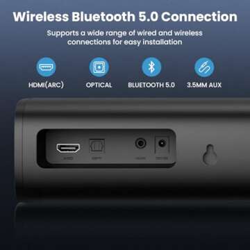 MZEIBO Sound Bar for Smart TV, Bluetooth Soundbar for TV, 50 Watts Mini Sound Bar with ARC/Optical/AUX, Surround Sound System for TV/PC/Gaming/Projectors