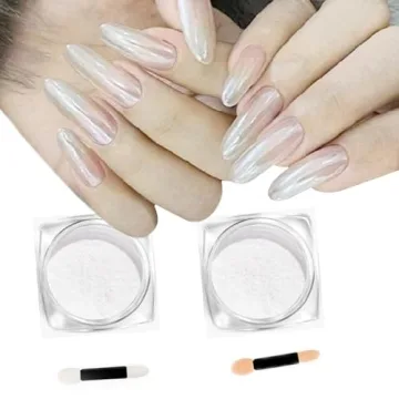 2Pcs Pearl Chrome Nail Powder - Iridescent Nail Art Beauty