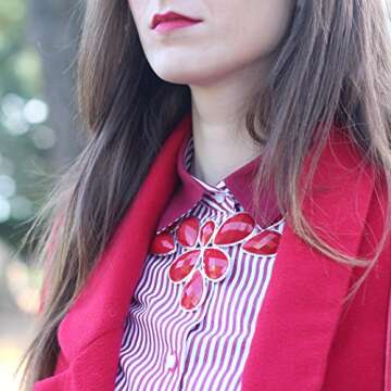 Jane Stone Bright Red Bubble Collar Necklace for Women