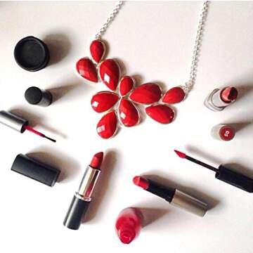 Jane Stone Bright Red Bubble Collar Necklace for Women