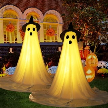 Halloween Ghost Decor with LED Lights - 2 Packs
