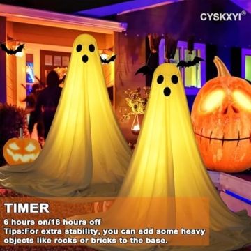 Halloween Ghost Decor with LED Lights - 2 Packs