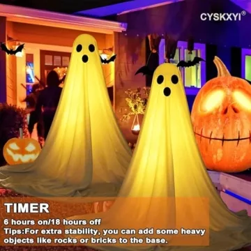 Halloween Ghost Decor with LED Lights - 2 Packs