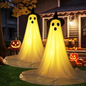 Halloween Ghost Decor with LED Lights - 2 Packs
