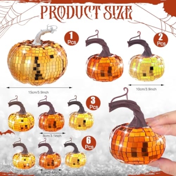 Lenwen Sparkling Disco Pumpkins - 12 Pcs Fall Decor