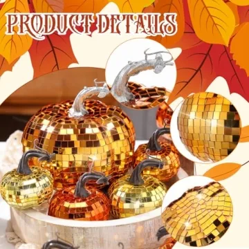 Lenwen Sparkling Disco Pumpkins - 12 Pcs Fall Decor
