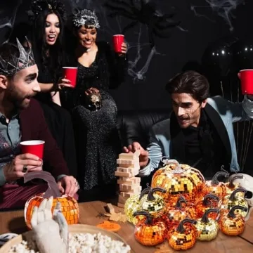 Lenwen Sparkling Disco Pumpkins - 12 Pcs Fall Decor