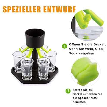 HITNEXT 6 Plastic Shot Dispenser and Holder, Shot Buddy Dispenser, Liquor Pourer Shot Glasses Bar Glasses Dispenser for Filling Drink, Beverage, Cider, Cocktail