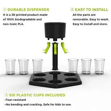 HITNEXT 6 Plastic Shot Dispenser and Holder, Shot Buddy Dispenser, Liquor Pourer Shot Glasses Bar Glasses Dispenser for Filling Drink, Beverage, Cider, Cocktail