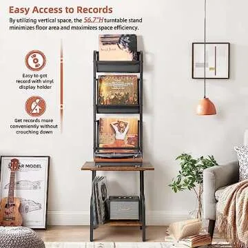 Record Player Stand with Vinyl Storage for Music Enthusiasts