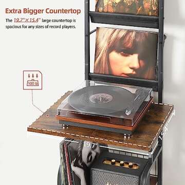 Record Player Stand with Vinyl Storage for Music Enthusiasts