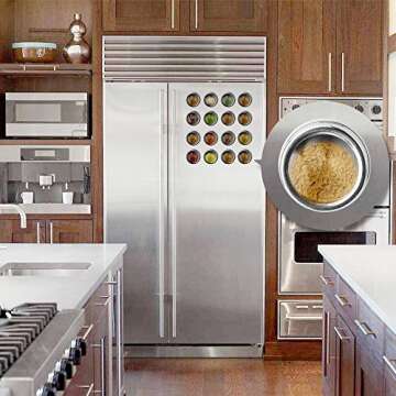 Hanindy 16 Magnetic Spice Tins, 200 Spice Labels, 4 Stainless Steel Measuring Spoons Magnetic Spice Containers Organizer Storage Condiment Jar Set of 16, Clear Lid, Sift and Pour