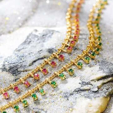 MTMY Gold Anklets for Women 14K Gold Plated Tiny Bead Anklet Green Cubic Zirconia Tassel Foot Chain Dainty Adjustable Cute Anklets Summer Beach Boho Anklets Jewelry Gift for women (nano-green)