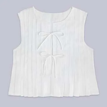 Linen Bow Tie Front Tank Tops Vest for Women