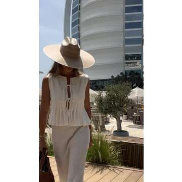 Linen Bow Tie Front Tank Tops Vest for Women