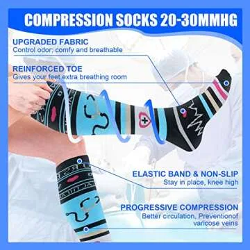 4 Pairs Compression Socks for Women & Men - Best Support for Medical, Circulation, Nurses, Running, Travel