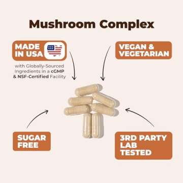Vimerson Health Mushroom Powder Supplement - Lion’s Mane Powder, Reishi Mushroom, Cordyceps, Chaga & More. Mushroom Complex Capsules for Memory, Focus, Immune Support, Energy