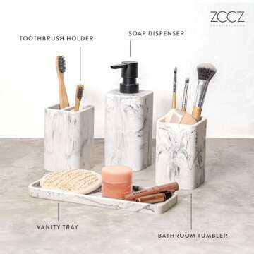 ZCCZ 4-Piece Stylish Bathroom Accessory Set