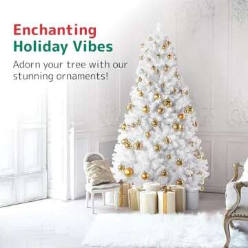 PREXTEX Christmas Ornaments Gold Set - 36-Piece Shatterproof Gold Ornaments for Christmas Tree, Holi...