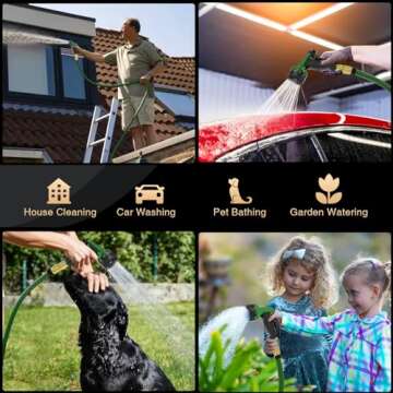 Durable 50ft Garden Water Hose with 10 Spray Nozzle